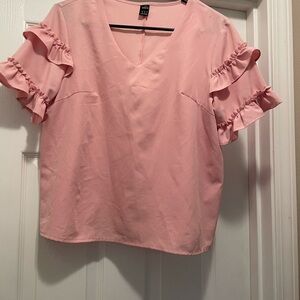 SHEIN Pink Ruffle Sleeve Women's Top